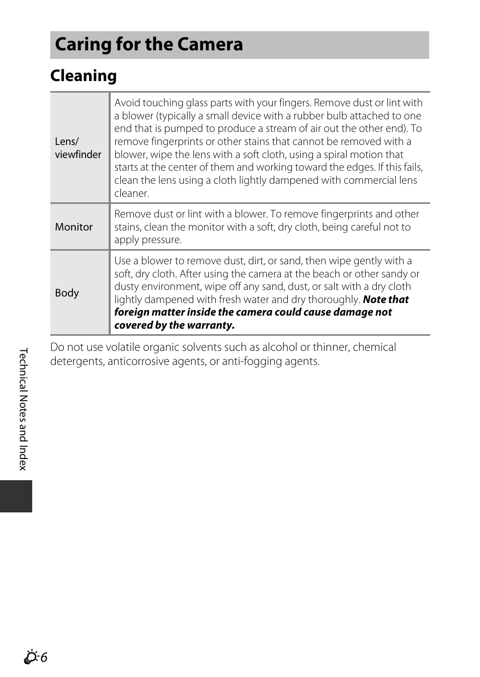 Caring for the camera, Cleaning | Nikon P7800 User Manual | Page 248 / 270