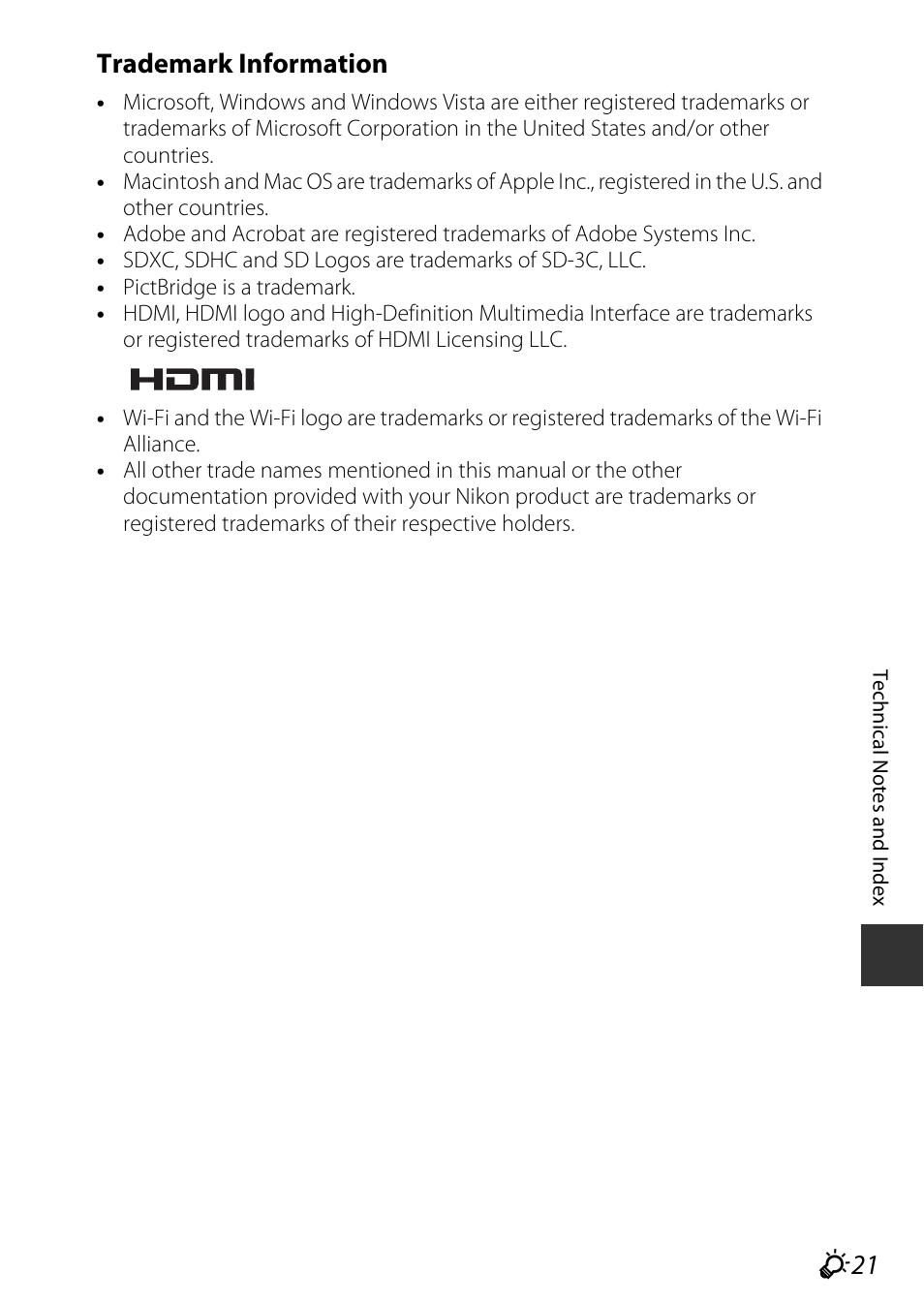 F21 trademark information | Nikon P7800 User Manual | Page 263 / 270