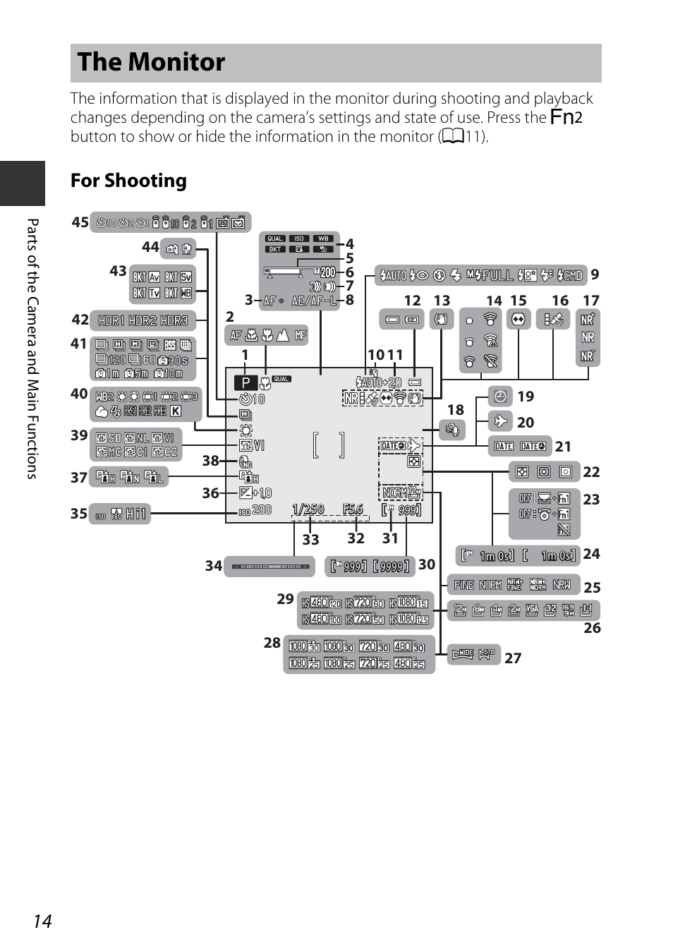 The monitor, For shooting | Nikon P7800 User Manual | Page 34 / 270