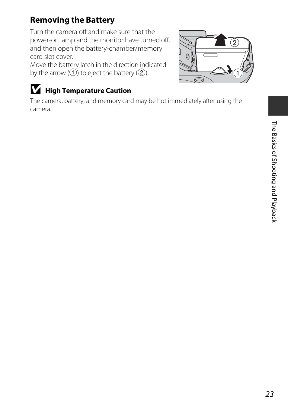 Removing the battery | Nikon P7800 User Manual | Page 43 / 270