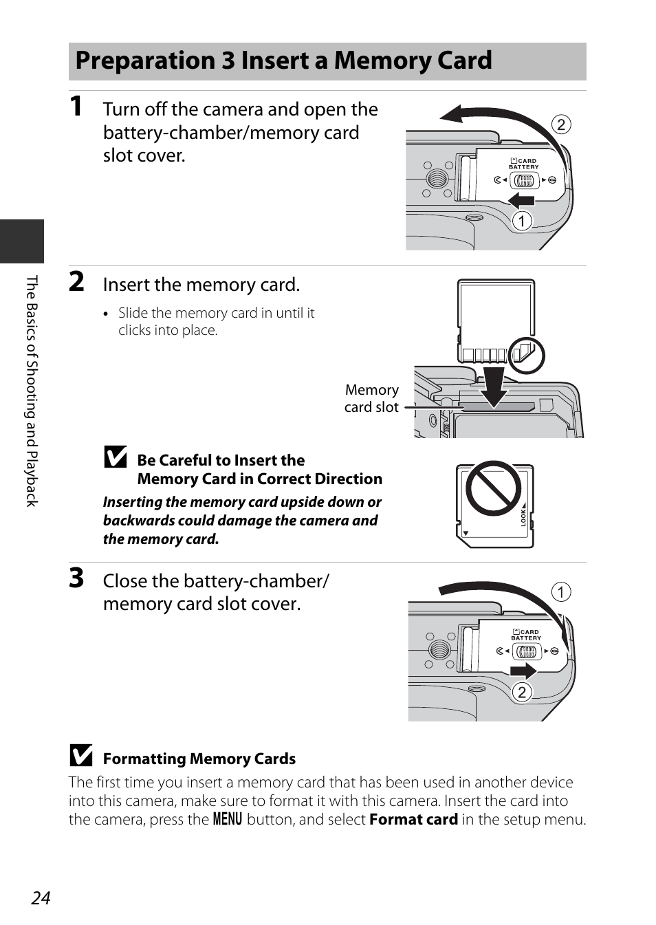 Preparation 3 insert a memory card | Nikon P7800 User Manual | Page 44 / 270