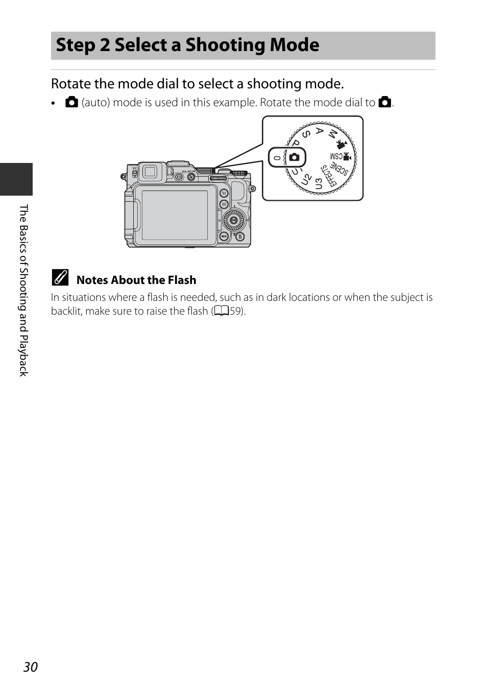 Step 2 select a shooting mode, Rotate the mode dial to select a shooting mode | Nikon P7800 User Manual | Page 50 / 270