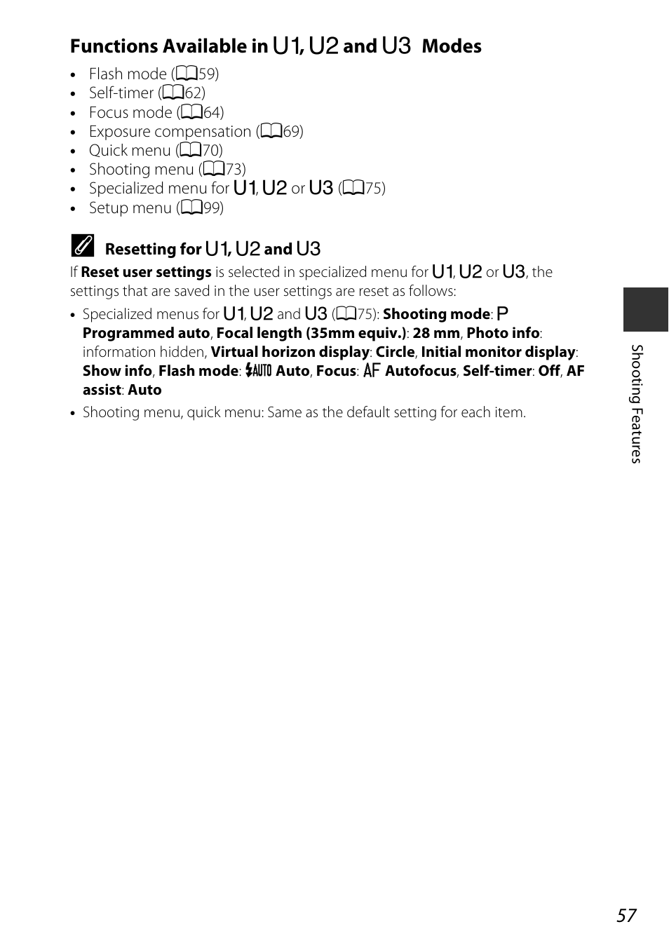 Functions available in e , f and n modes | Nikon P7800 User Manual | Page 77 / 270