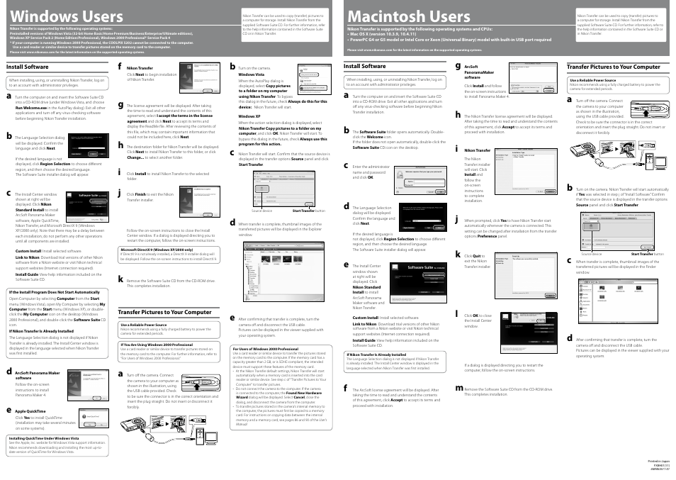 Windows users, Macintosh users | Nikon S202 User Manual | Page 2 / 2