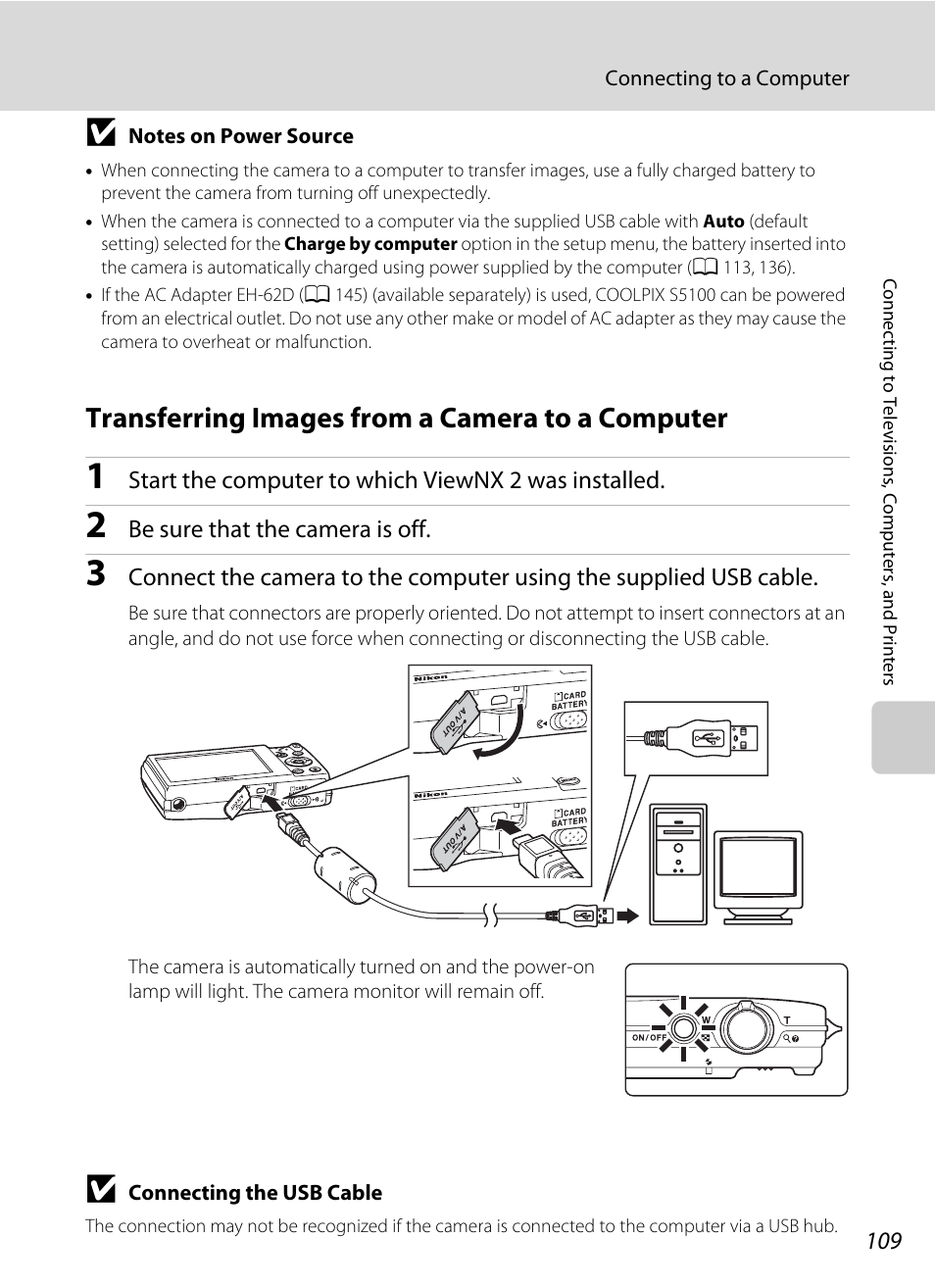 Transferring images from a camera to a computer | Nikon S5100 User Manual | Page 121 / 180