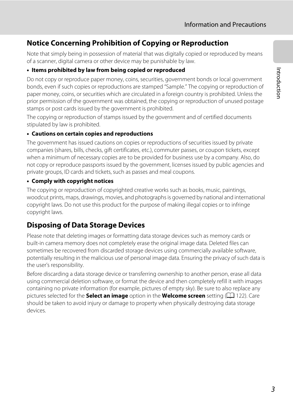 Disposing of data storage devices | Nikon S5100 User Manual | Page 15 / 180