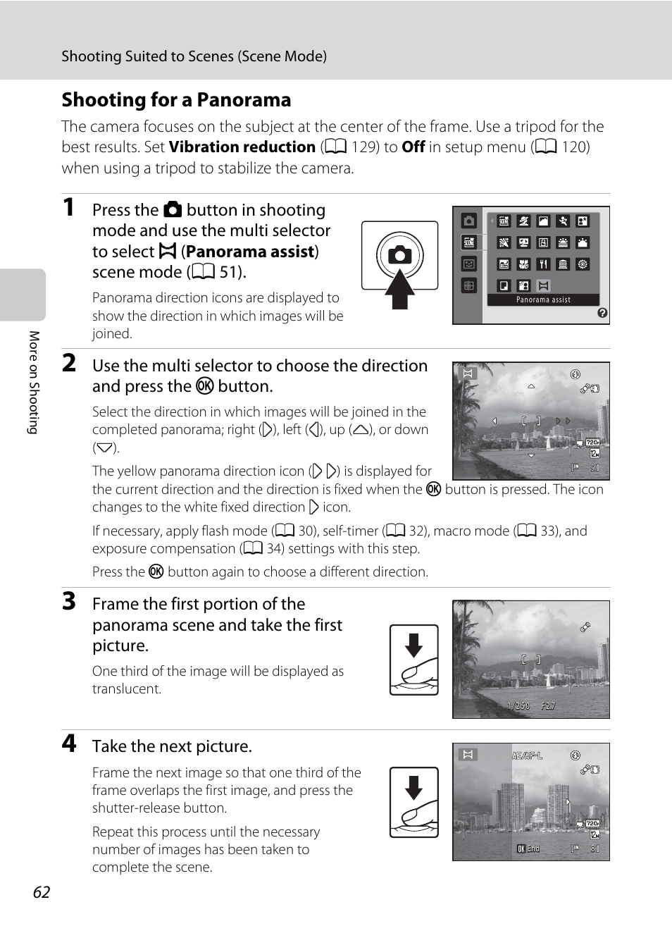 Shooting for a panorama | Nikon S5100 User Manual | Page 74 / 180