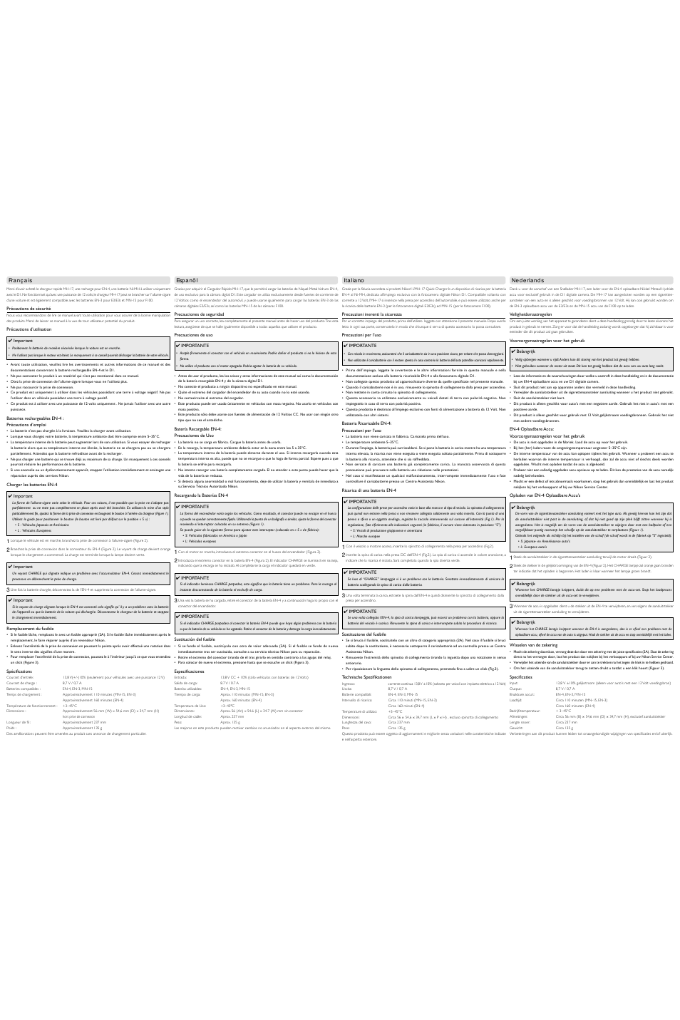 Nikon MH-17 Car Charger EN-4 User Manual | Page 2 / 2