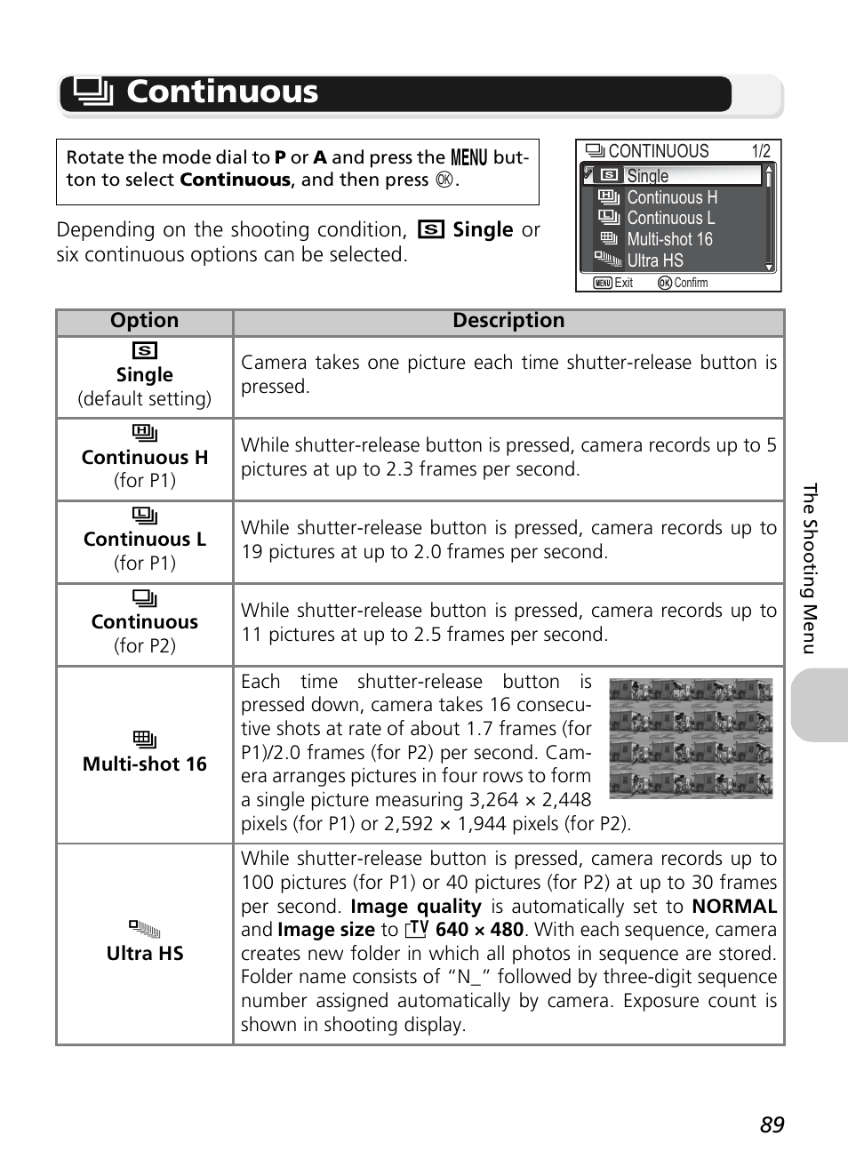 Q continuous | Nikon P1 - P2 User Manual | Page 101 / 183