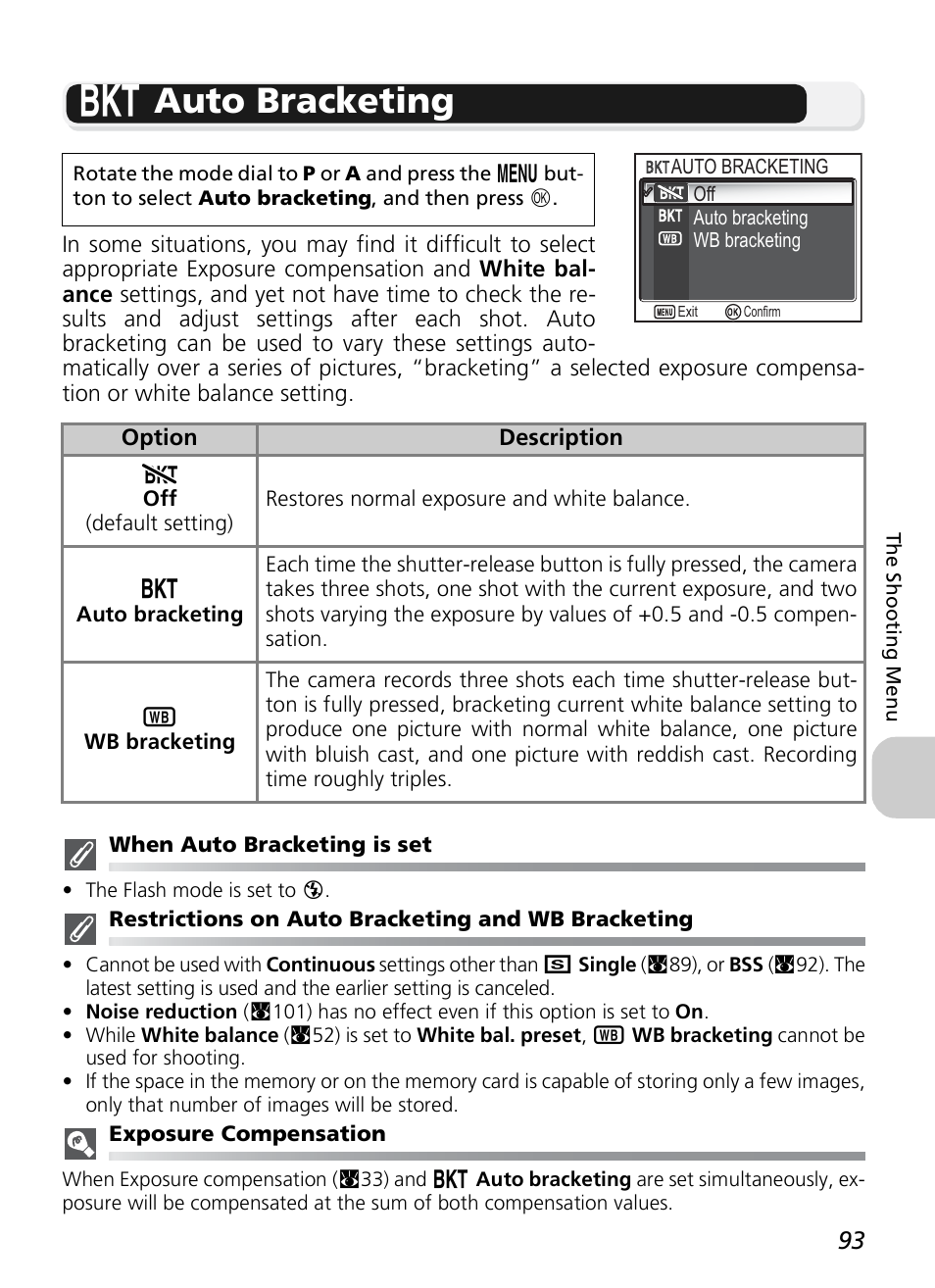 C auto bracketing | Nikon P1 - P2 User Manual | Page 105 / 183