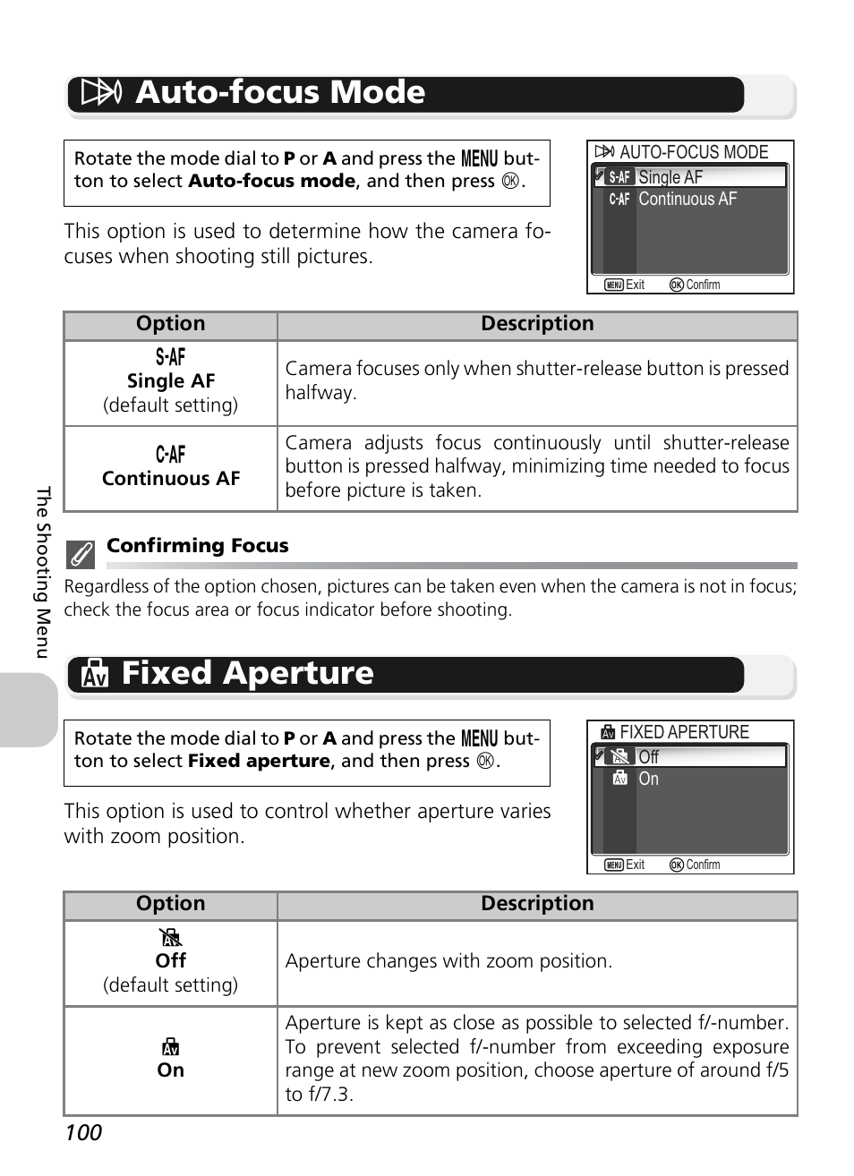 Y auto-focus mode, I fixed aperture | Nikon P1 - P2 User Manual | Page 112 / 183