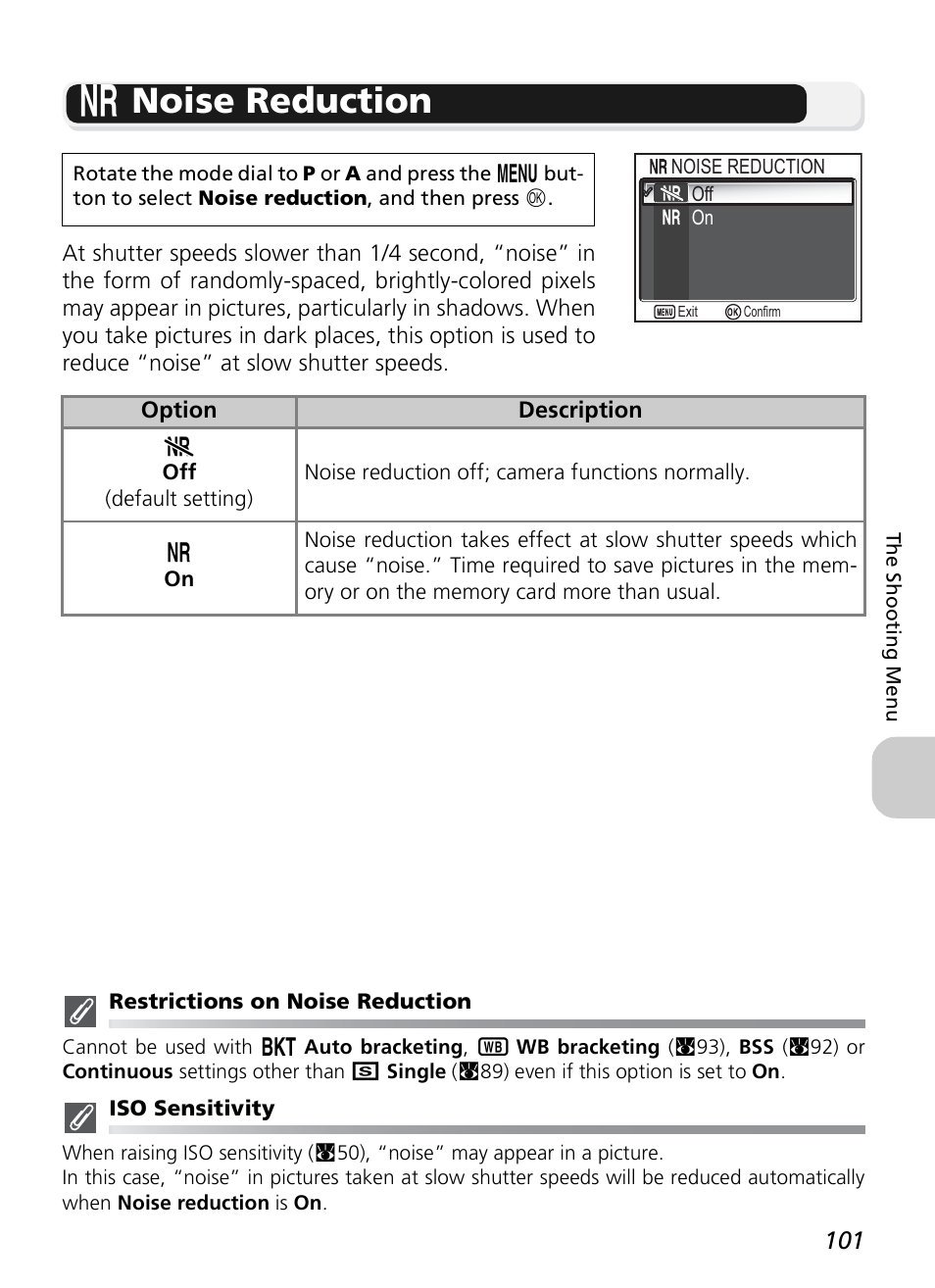 O noise reduction | Nikon P1 - P2 User Manual | Page 113 / 183