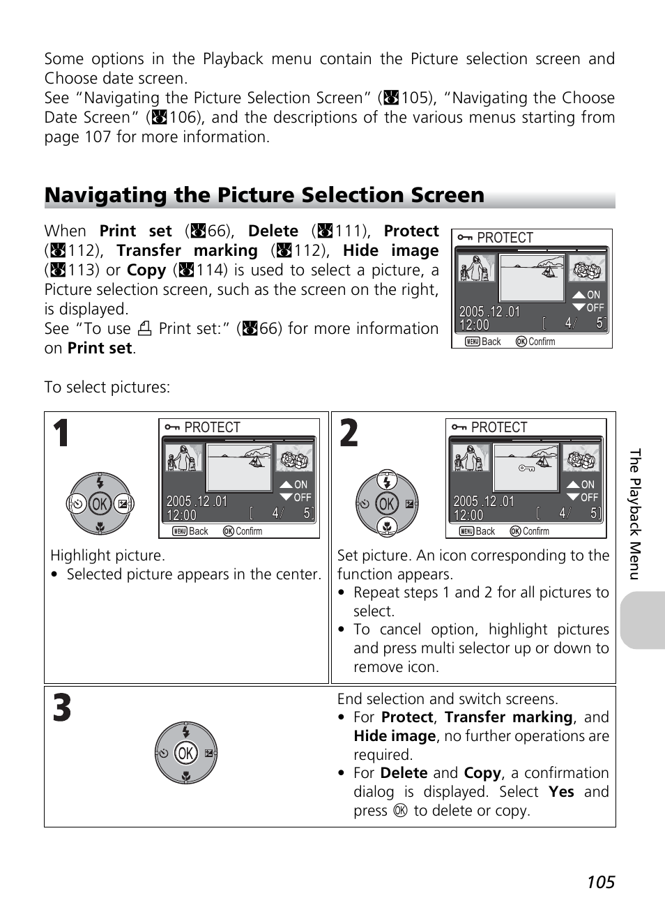 Navigating the picture selection screen | Nikon P1 - P2 User Manual | Page 117 / 183