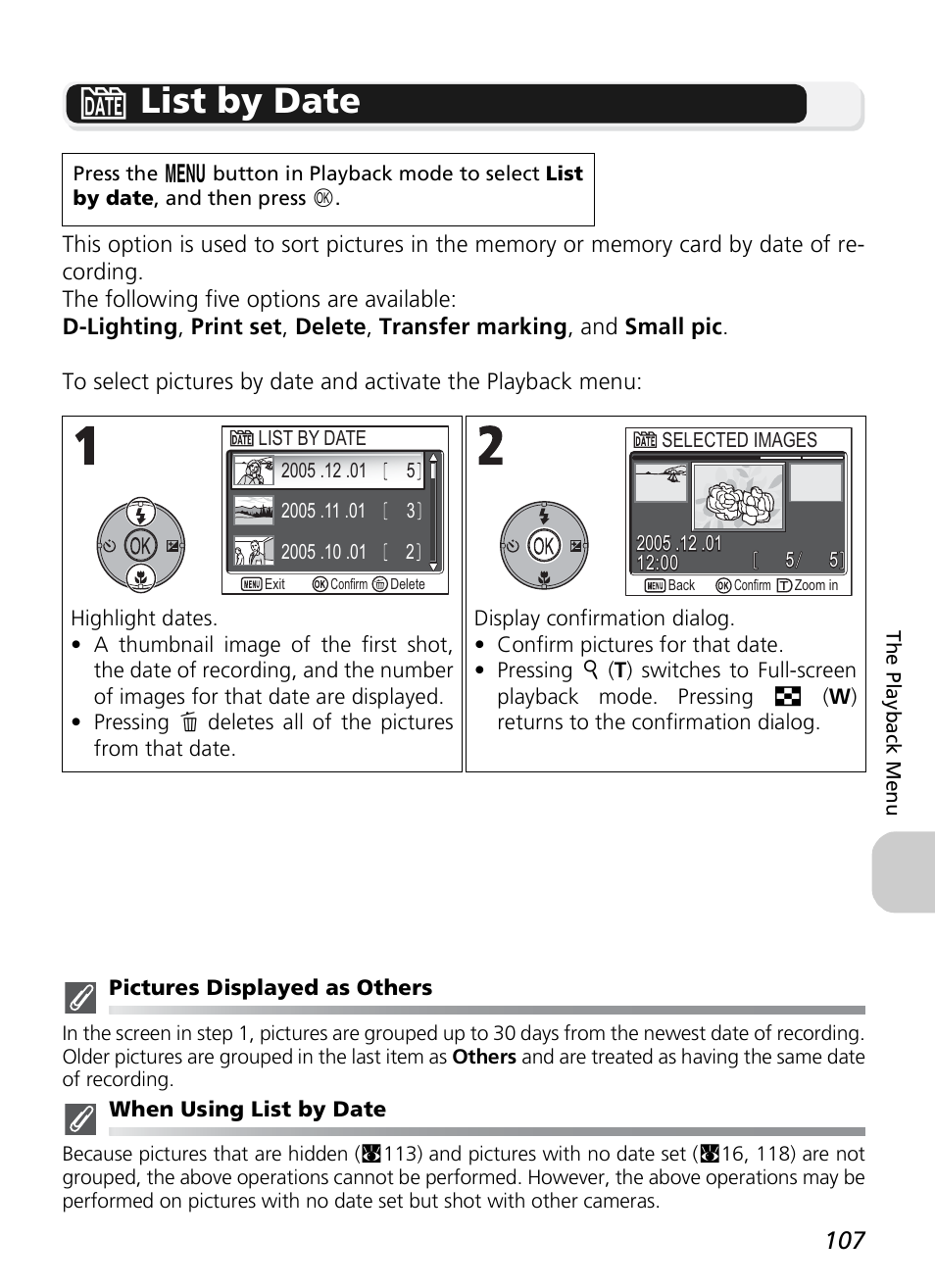 L list by date | Nikon P1 - P2 User Manual | Page 119 / 183