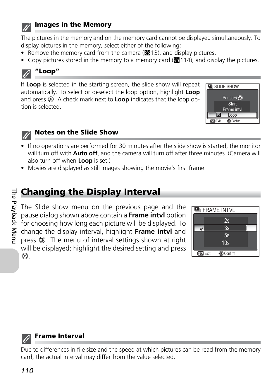 Changing the display interval | Nikon P1 - P2 User Manual | Page 122 / 183