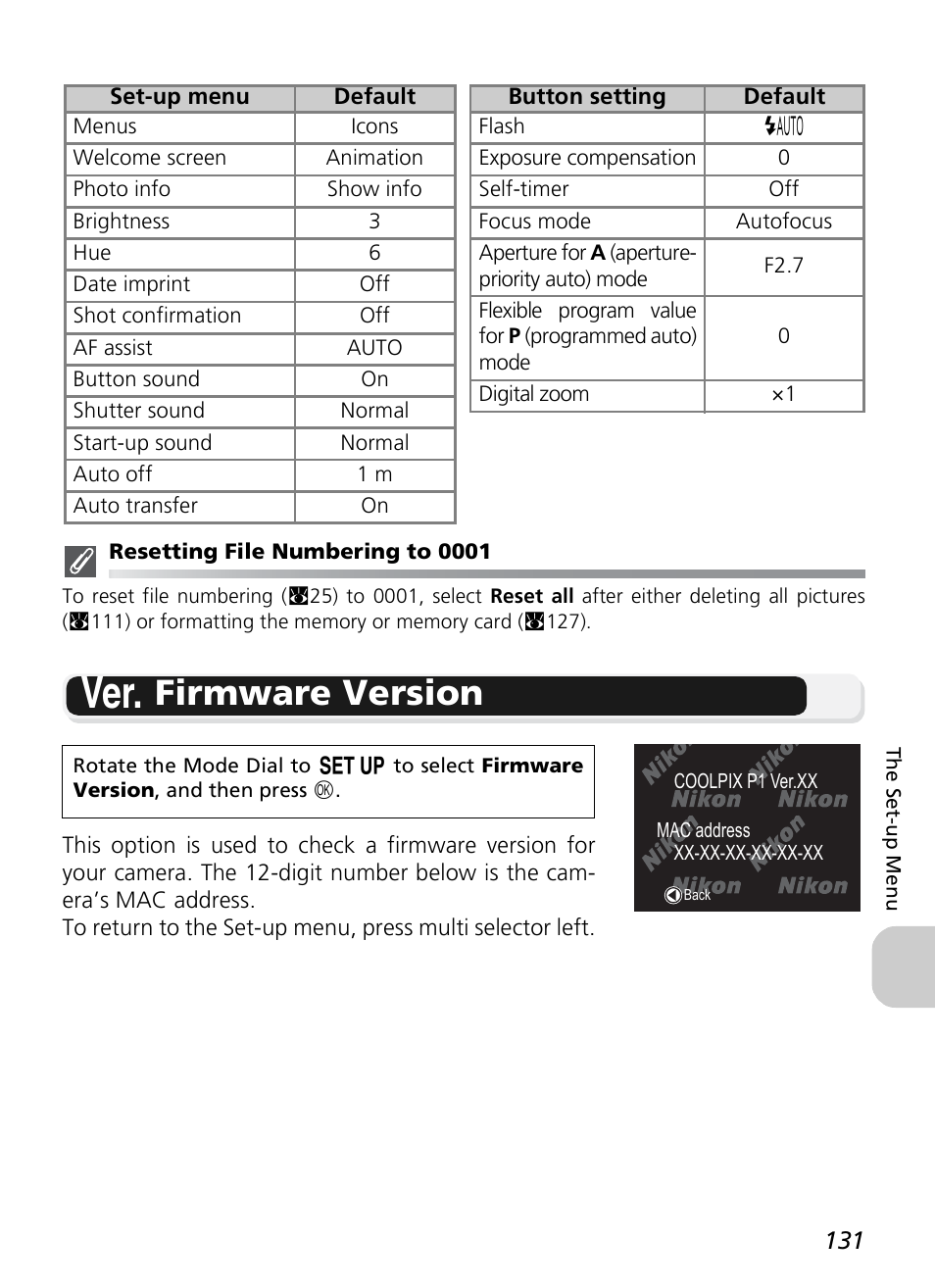 B firmware version | Nikon P1 - P2 User Manual | Page 143 / 183