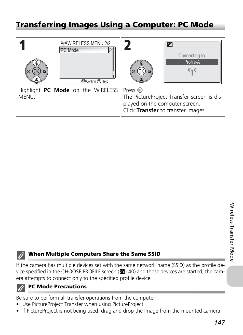 Transferring images using a computer: pc mode | Nikon P1 - P2 User Manual | Page 159 / 183