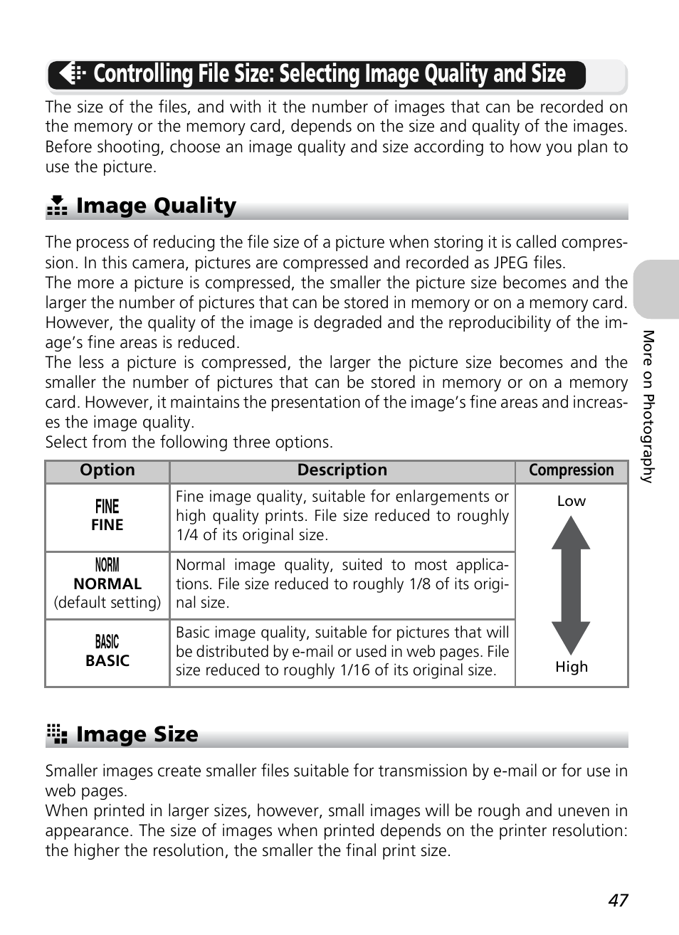 X image quality, B image size | Nikon P1 - P2 User Manual | Page 59 / 183