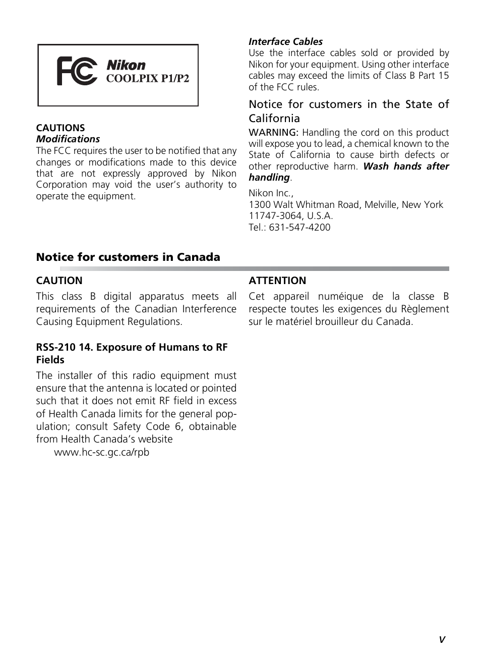 Nikon P1 - P2 User Manual | Page 7 / 183