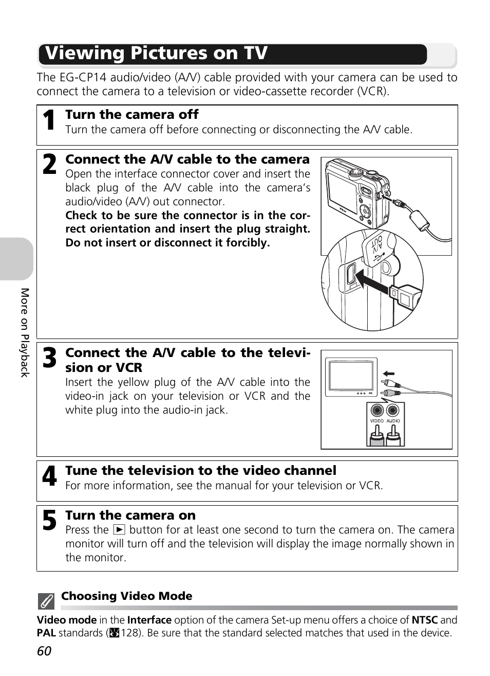 Viewing pictures on tv | Nikon P1 - P2 User Manual | Page 72 / 183