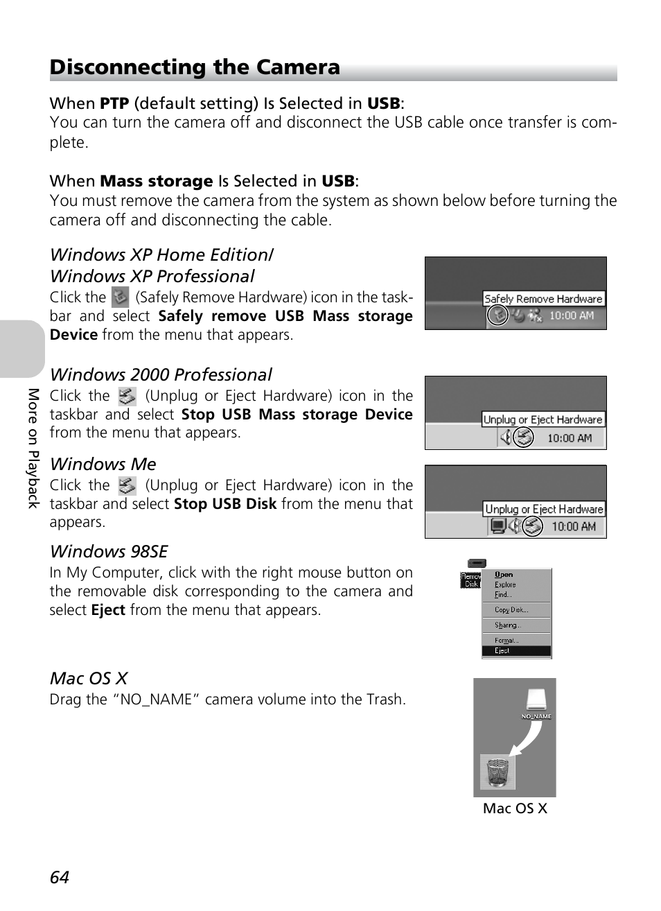 Disconnecting the camera | Nikon P1 - P2 User Manual | Page 76 / 183