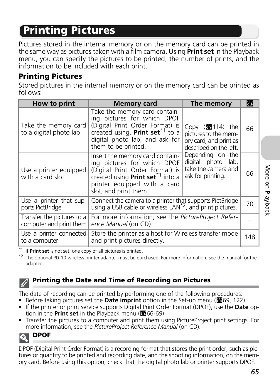 Printing pictures | Nikon P1 - P2 User Manual | Page 77 / 183