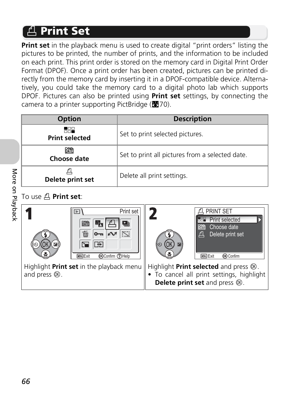 W print set | Nikon P1 - P2 User Manual | Page 78 / 183