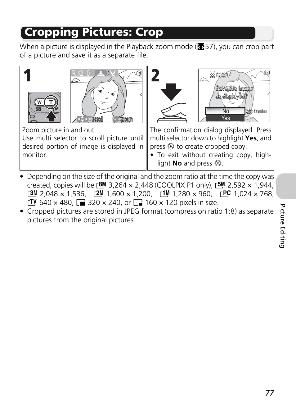 Cropping pictures: crop | Nikon P1 - P2 User Manual | Page 89 / 183