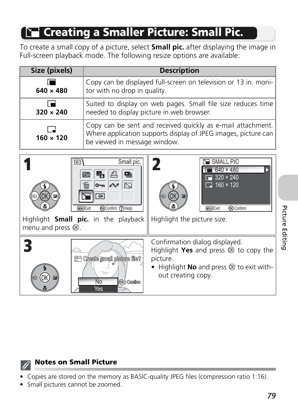 H creating a smaller picture: small pic | Nikon P1 - P2 User Manual | Page 91 / 183
