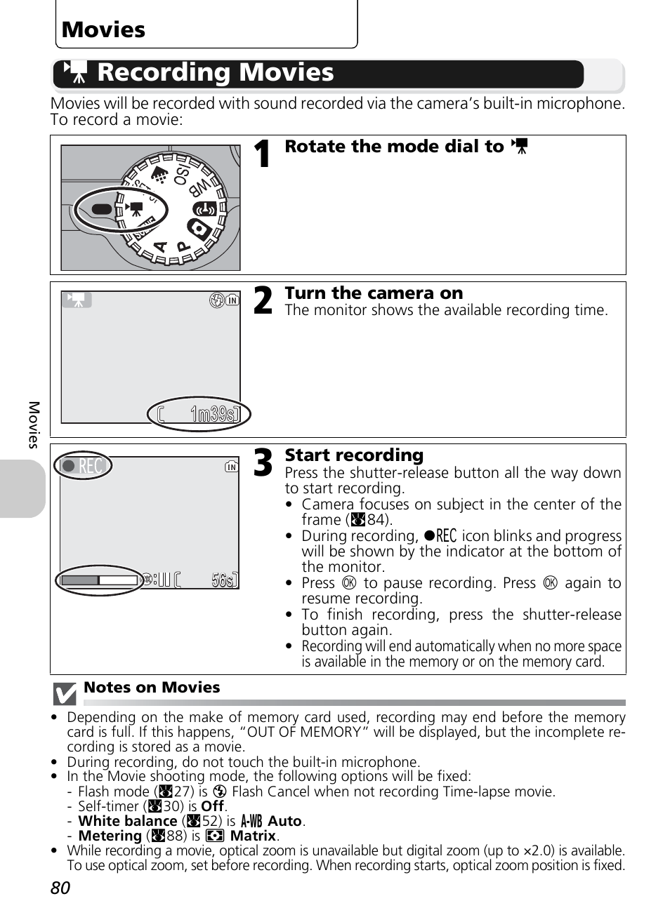 S recording movies, Movies | Nikon P1 - P2 User Manual | Page 92 / 183