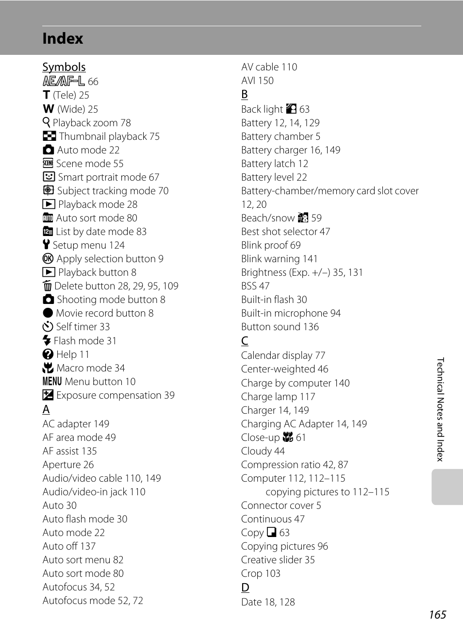 Index | Nikon S8000 User Manual | Page 177 / 184