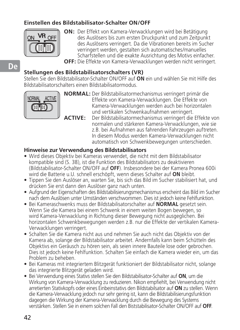 Jp en de fr es se ru nl it ck ch kr | Nikon AI-S Zoom-NIKKOR ED 200-400mm f-4 User Manual | Page 42 / 228