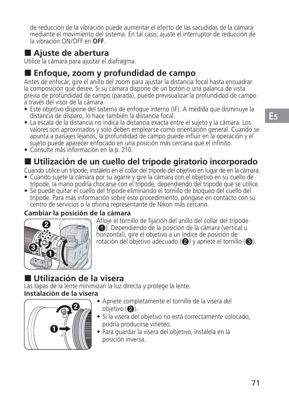 Jp en de fr es se ru nl it ck ch kr | Nikon AI-S Zoom-NIKKOR ED 200-400mm f-4 User Manual | Page 71 / 228