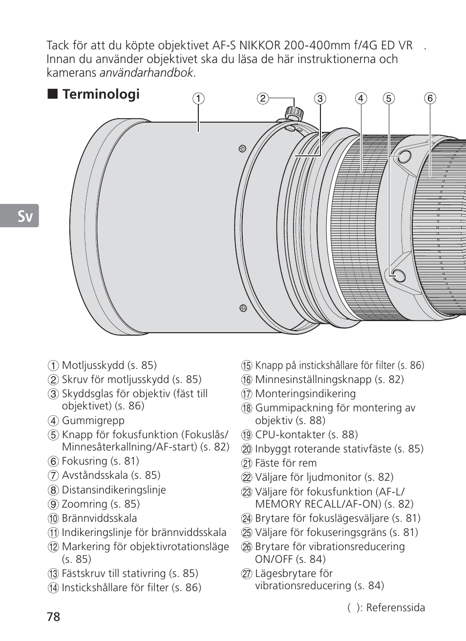 Jp en de fr es sv ru nl it ck ch kr | Nikon AI-S Zoom-NIKKOR ED 200-400mm f-4 User Manual | Page 78 / 228