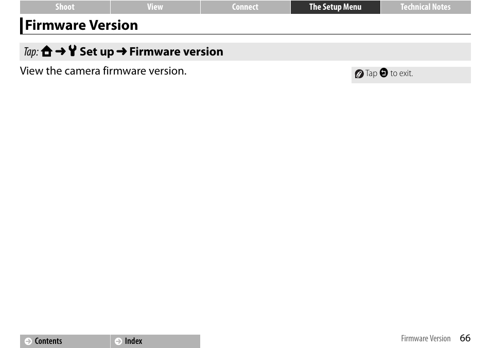 Firmware version, A 66 | Nikon S01 User Manual | Page 76 / 96