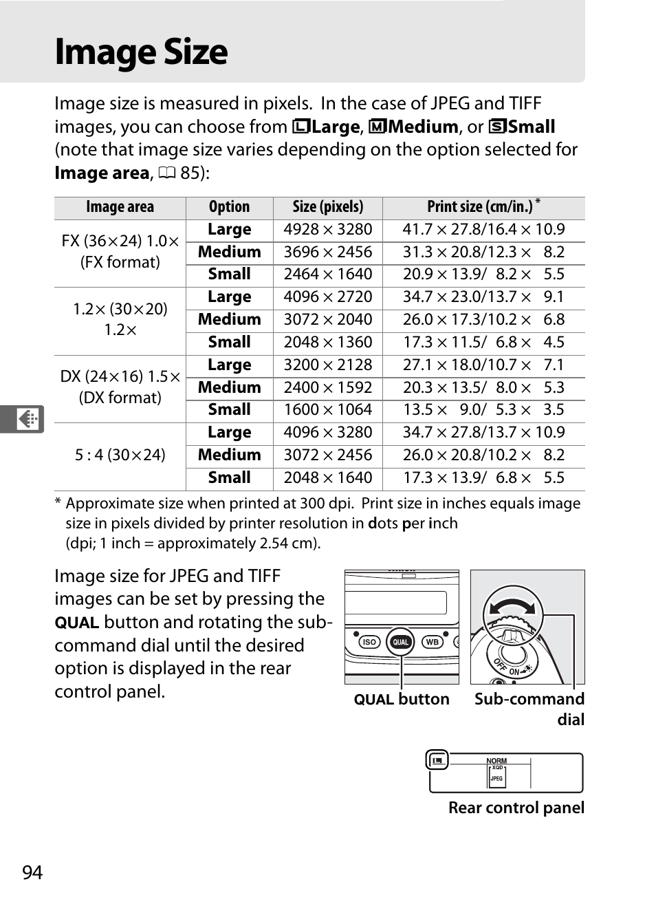 Image size | Nikon D4S User Manual | Page 116 / 500