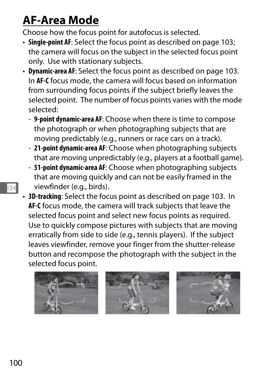Af-area mode, 0 100), and the c | Nikon D4S User Manual | Page 122 / 500