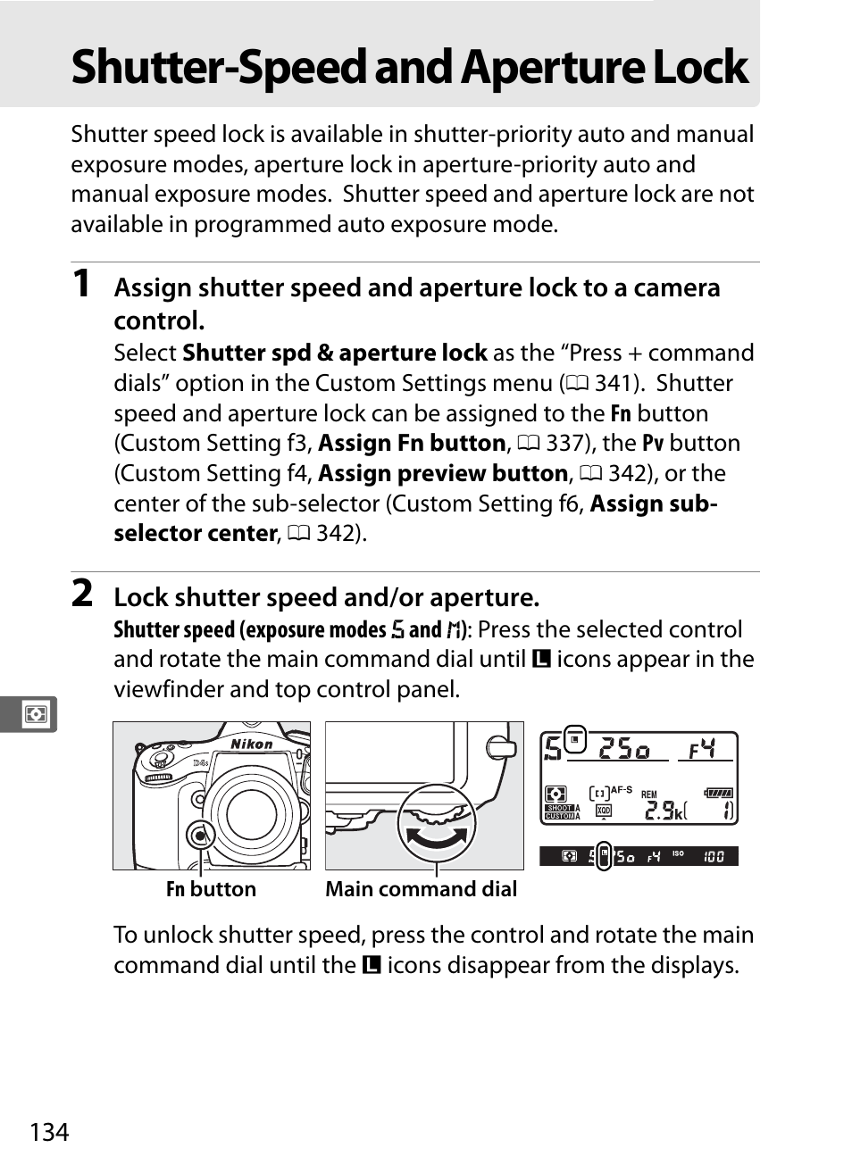 Shutter-speed and aperture lock | Nikon D4S User Manual | Page 156 / 500