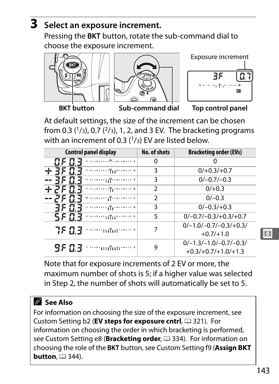 Select an exposure increment | Nikon D4S User Manual | Page 165 / 500