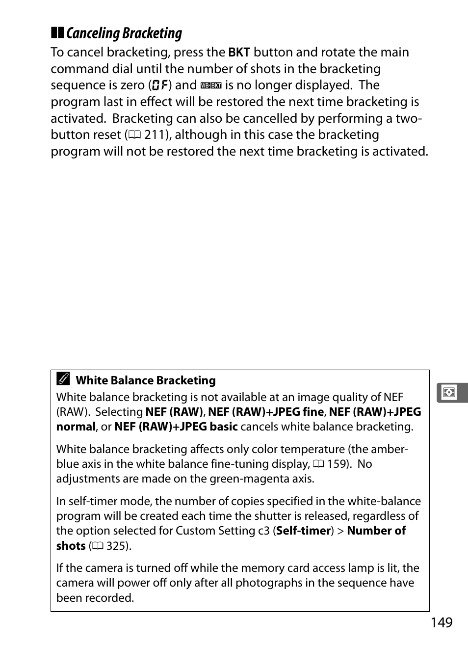 Canceling bracketing | Nikon D4S User Manual | Page 171 / 500