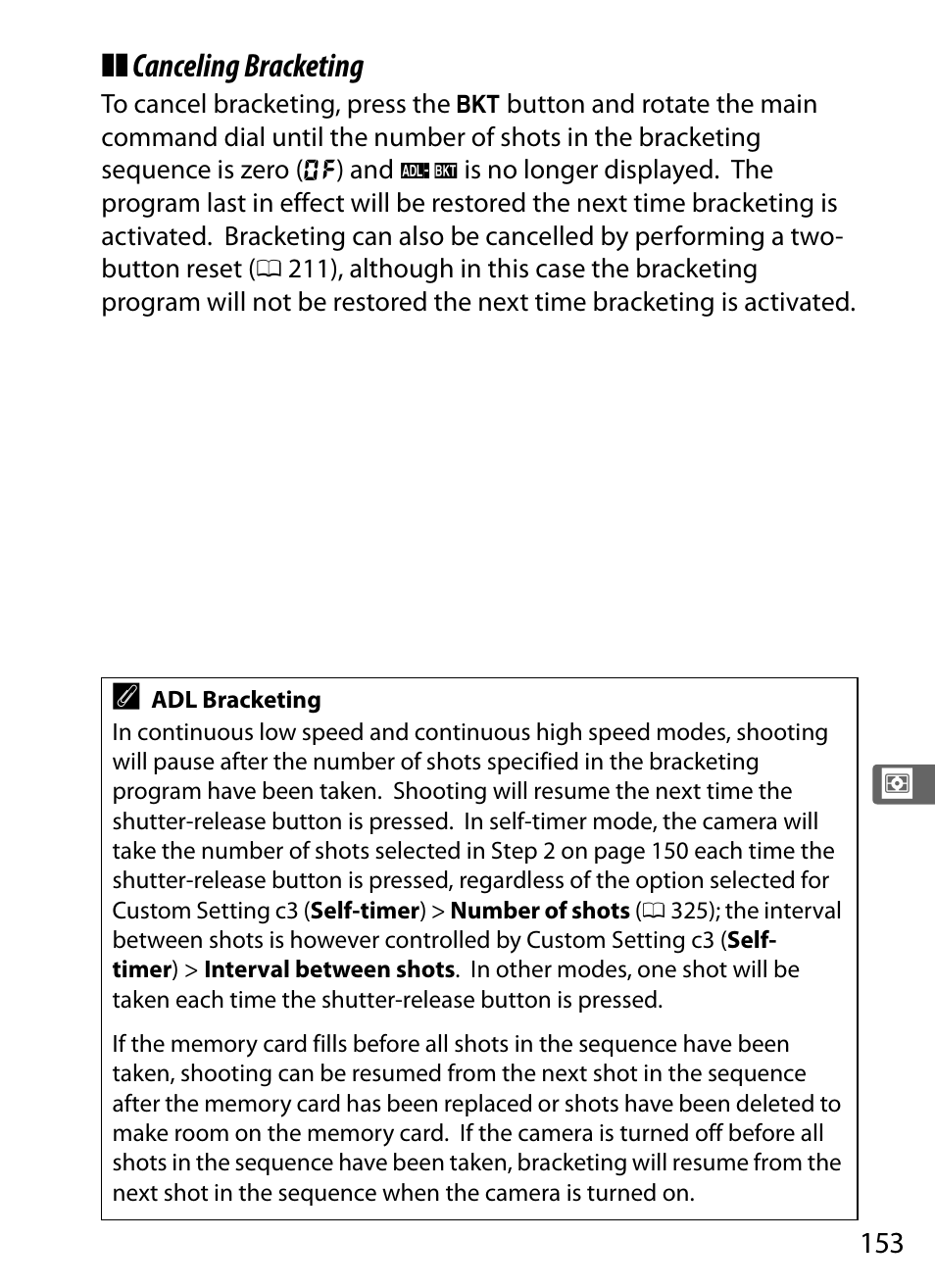 Canceling bracketing | Nikon D4S User Manual | Page 175 / 500