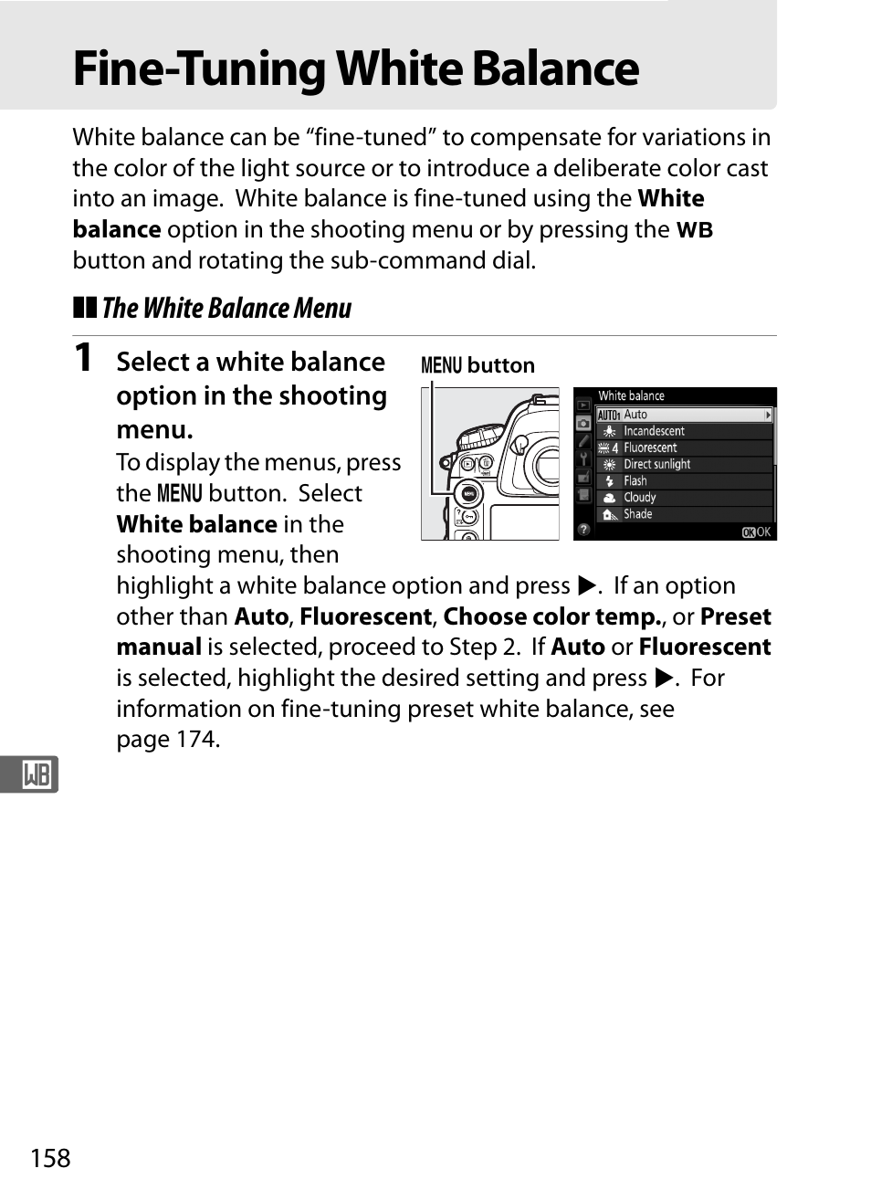 Fine-tuning white balance | Nikon D4S User Manual | Page 180 / 500