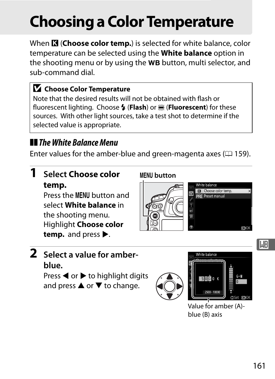 Choosing a color temperature | Nikon D4S User Manual | Page 183 / 500