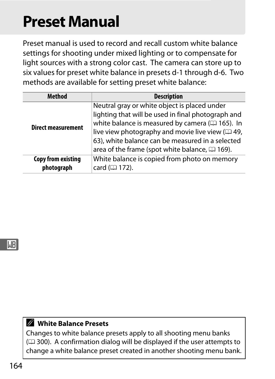 Preset manual | Nikon D4S User Manual | Page 186 / 500