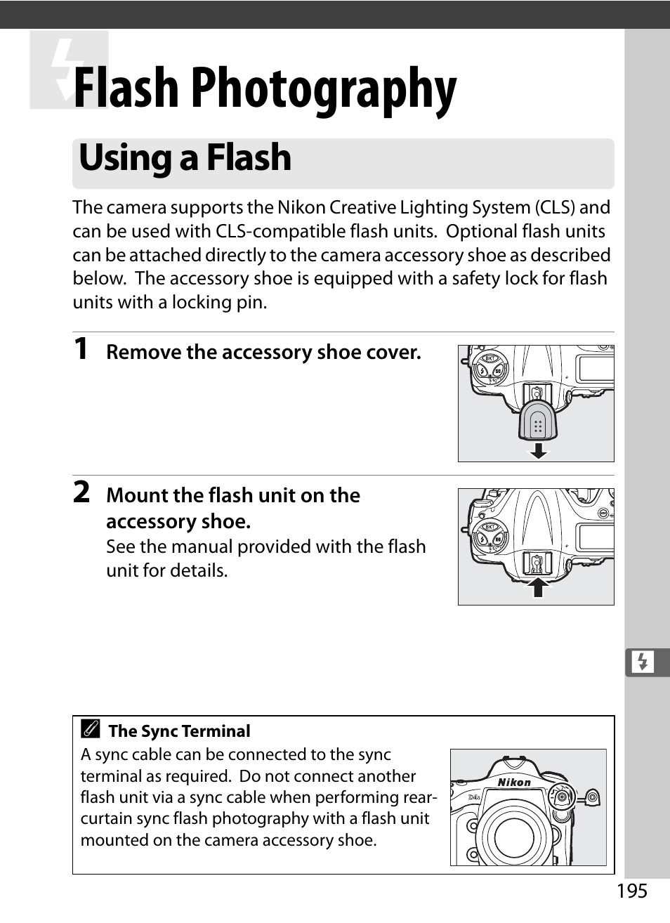 Flash photography, Using a flash | Nikon D4S User Manual | Page 217 / 500