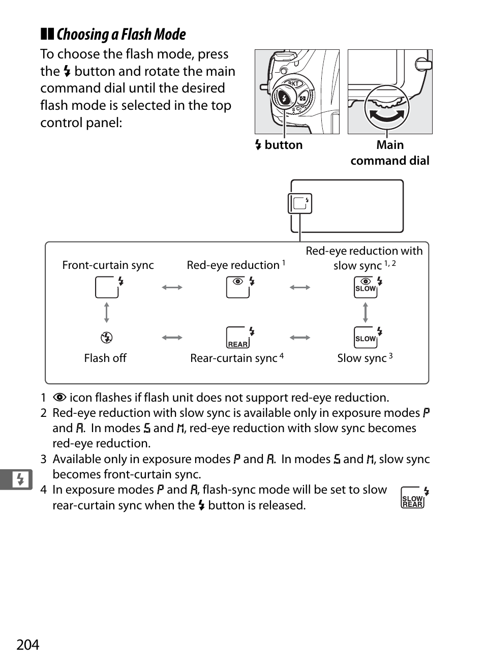 Choosing a flash mode | Nikon D4S User Manual | Page 226 / 500