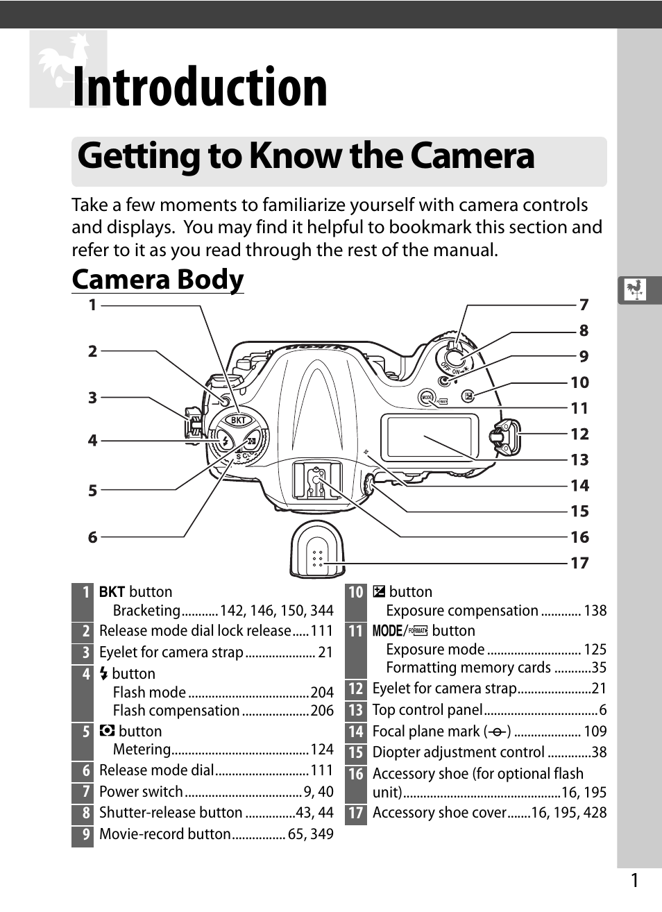 Introduction, Getting to know the camera, Camera body | Nikon D4S User Manual | Page 23 / 500