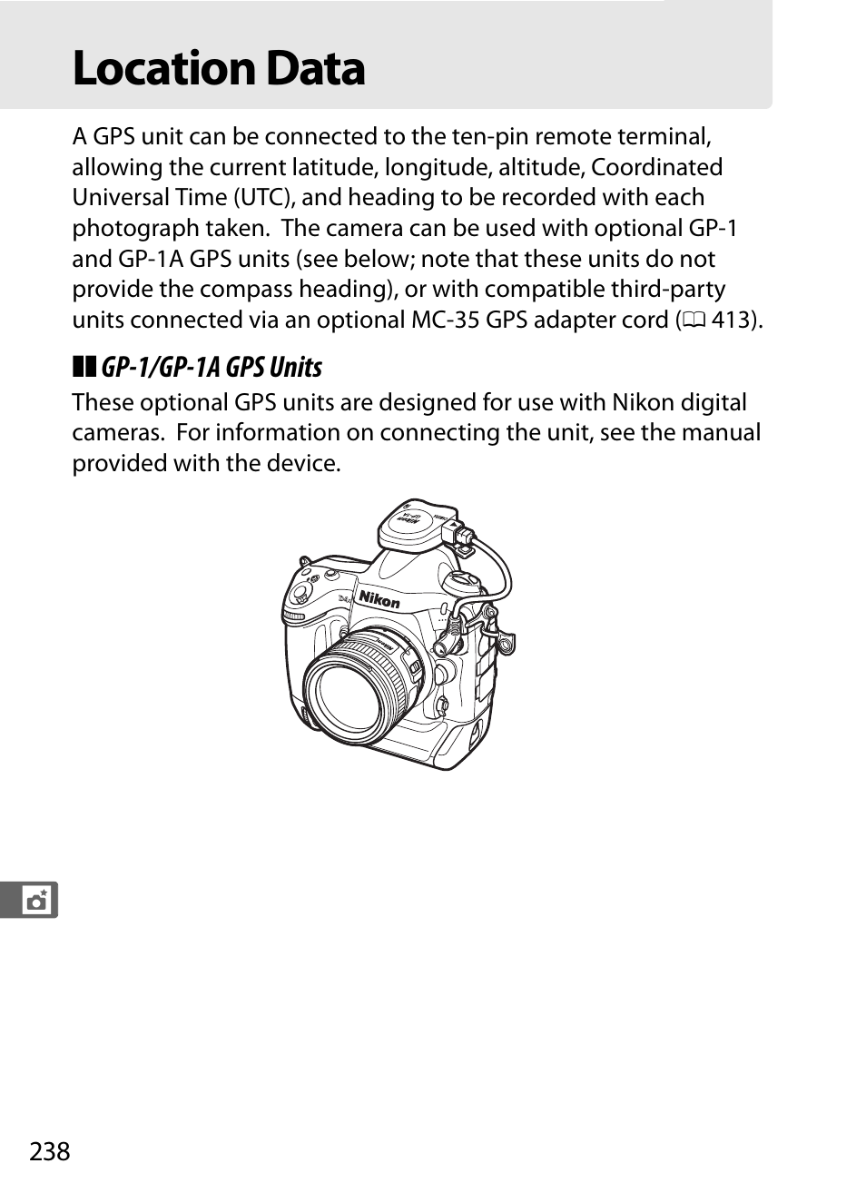 Location data | Nikon D4S User Manual | Page 260 / 500