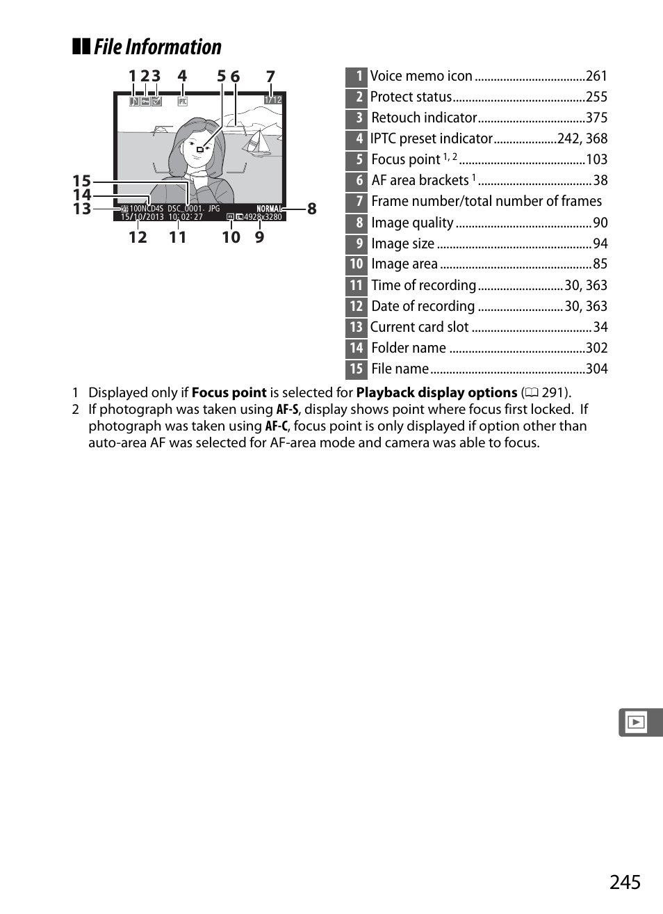 File information | Nikon D4S User Manual | Page 267 / 500