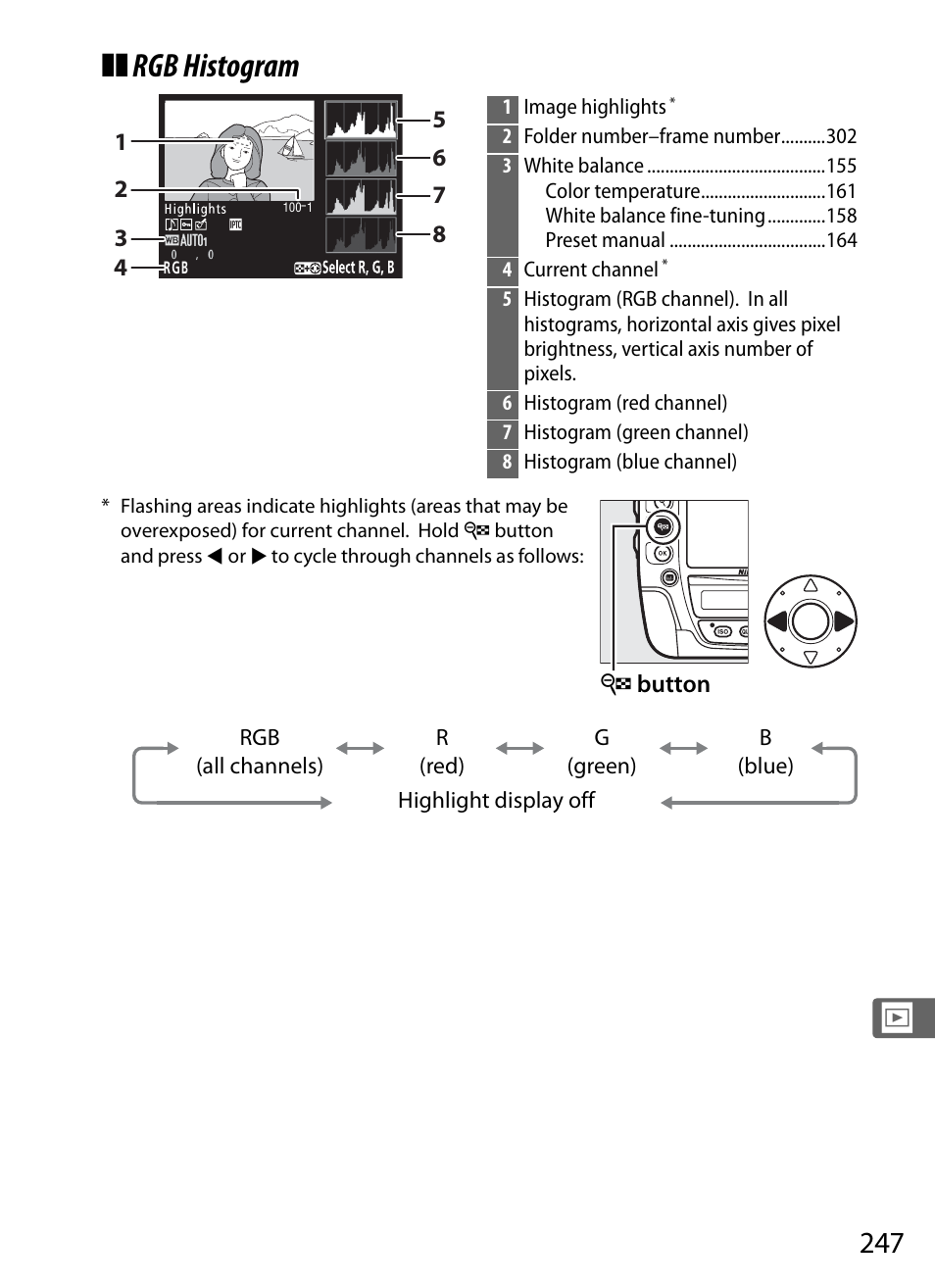 Rgb histogram | Nikon D4S User Manual | Page 269 / 500
